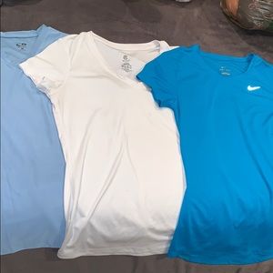 4 workout shirts (one not shown but is light blue)